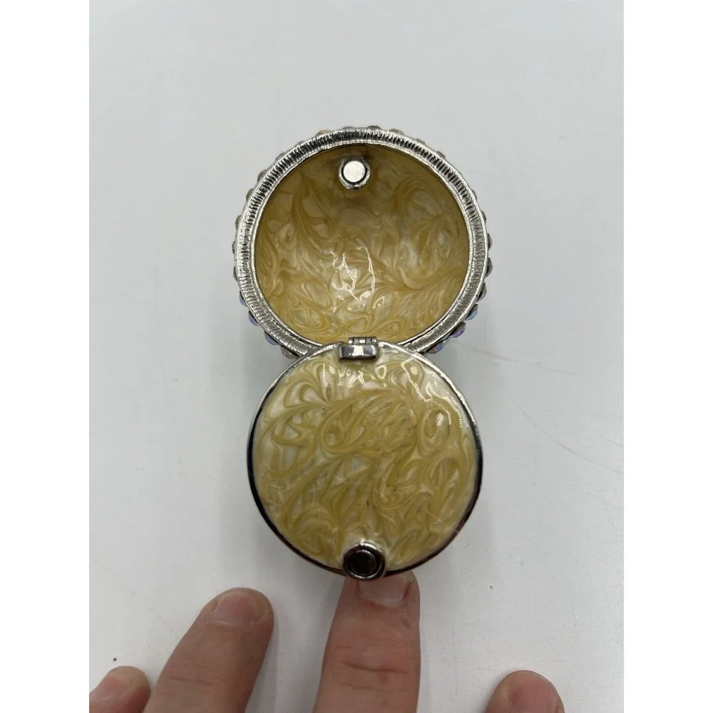 AB Crystal Mushroom Trinket Box Enamel Hinged Jewelry Keepsake‎ Box